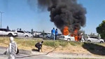 Hastane otoparkından otomobil alev aldı