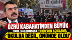 Özrü kabahatinden büyük: Okul saldırısına Tekin'den açıklama' okulda değil, önünde oldu'