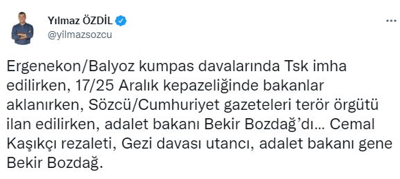 Yılmaz Özdil’den Gezi kararına Bekir Bozdağ’lı tepki. Eski defterleri tekrar açtı - Resim : 1