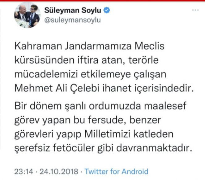 &Ccedil;elebi'nin katılımı sonrası g&ouml;zler ona &ccedil;evrilmişti. S&uuml;leyman Soylu attığı tweeti sildi - Resim : 1