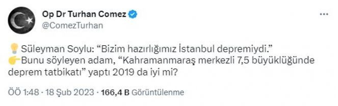 Turhan Çömez Süleyman Soylu'nun Kahramanmaraş'ta ne yaptığını açıkladı. İstanbul için hazırlandık demişti - Resim : 1