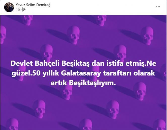 Bahçeli istifa edince 50 yıllık Galatasaraylı ünlü yazar Beşiktaşlı oldu - Resim : 1