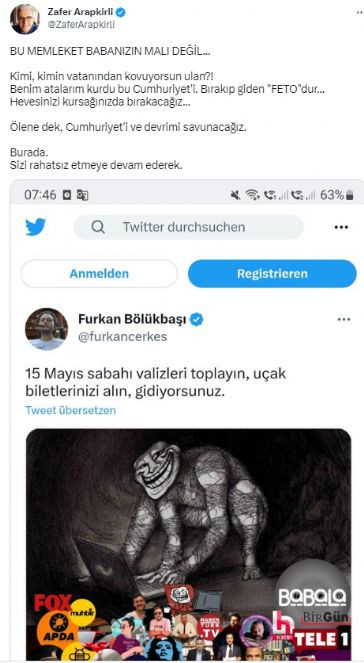 Zafer Arapkirli AKP’nin trolü Furkan Bölükbaşı'na böyle cevap verdi - Resim : 2