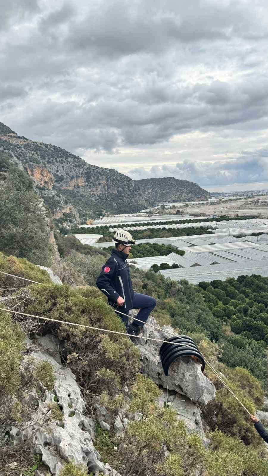 Sarp kayalıklarda 3 g&uuml;nd&uuml;r mahsur kaldı! Ekipler kurtarmak i&ccedil;in seferber oldu